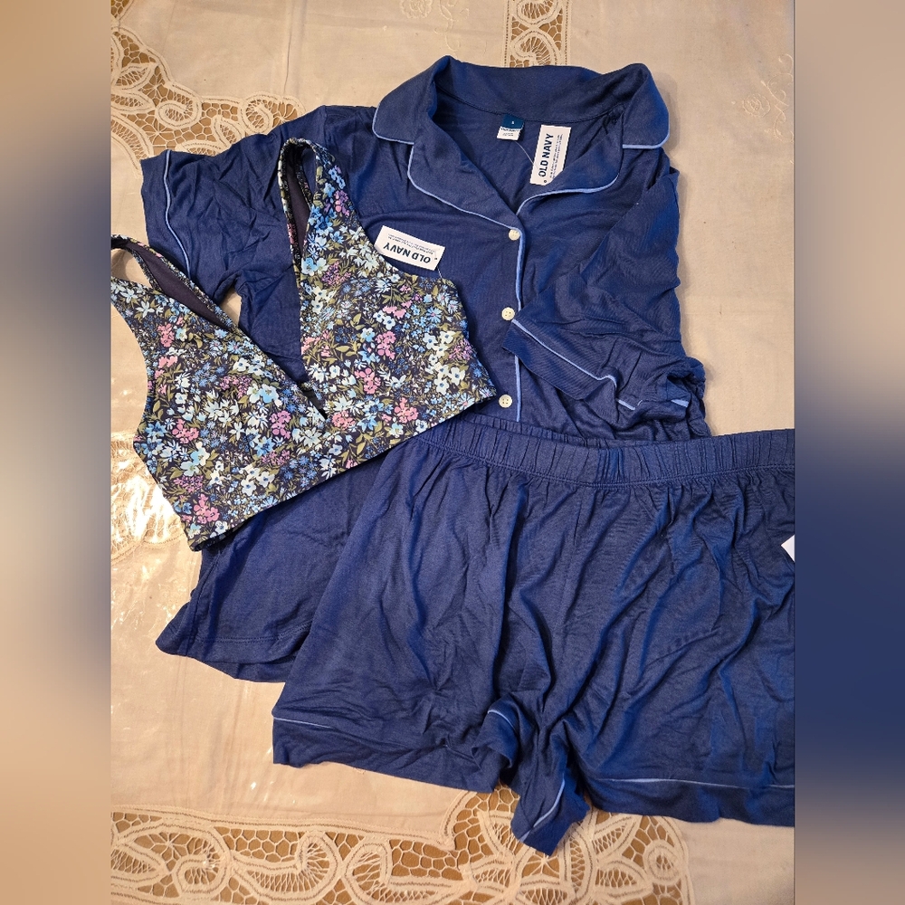 NWT OLD NAVY Knit Jersey PJ - 2 PC SET SIZE SMALL & SMALL FLORAL BRA
